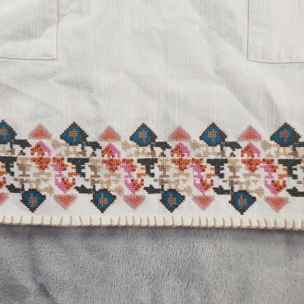 Faherty Hailee Dress Womens S White Organic Cotton Embroidered Boxy Boho Preppy - Picture 2 of 7